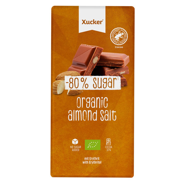 Xucker Bio Erythrit Schokolade Mandel-Meersalz